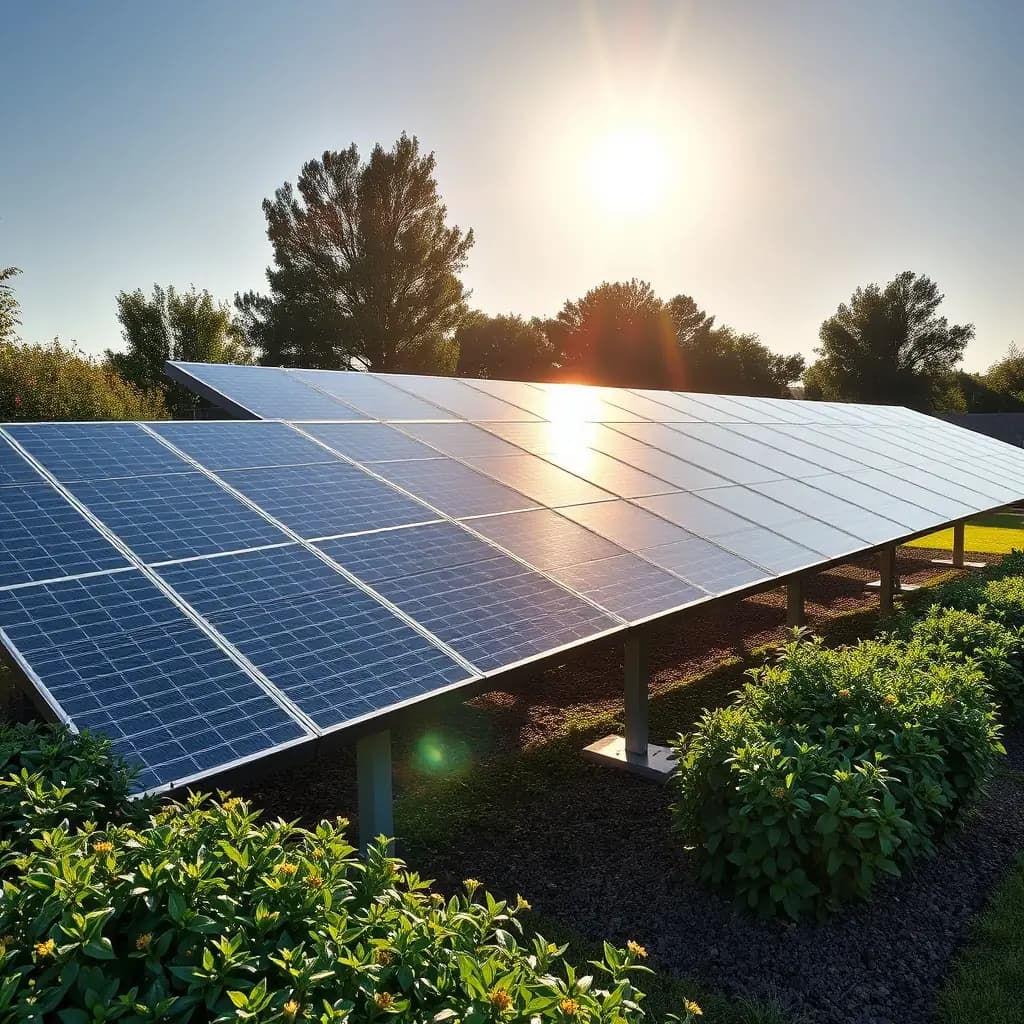 Solar panels at sunrise
